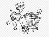 Shopping Coloring Grocery Cart Clip Store Book Cartoon sketch template