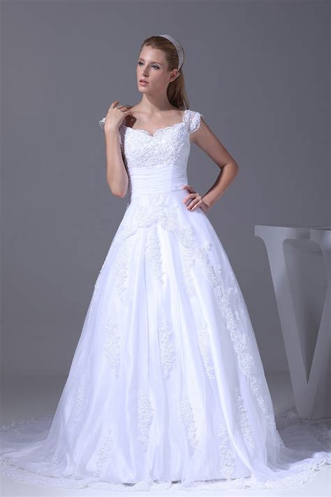 modest lace cap sleeved ballgown white wedding dress oph1011 329 9