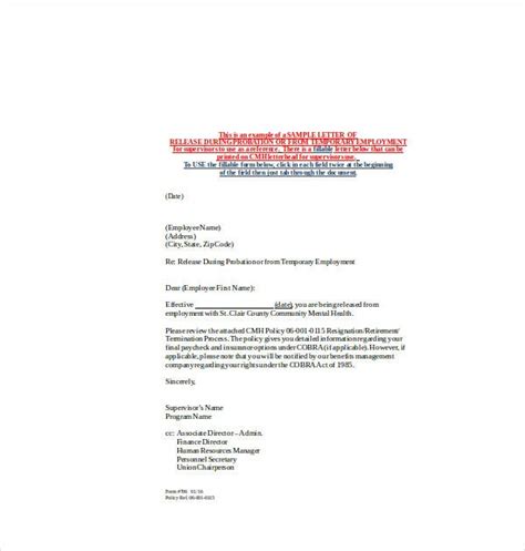 employee release letter template master template