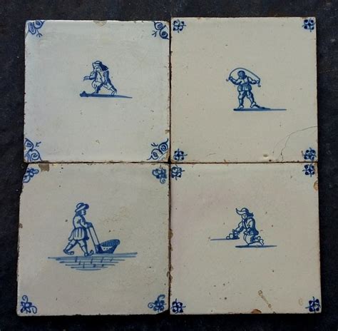 antieke delftsblauwe tegels met kinderspelen aardewerk catawiki