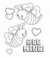 Coloring Valentines Pages Bee Mine sketch template
