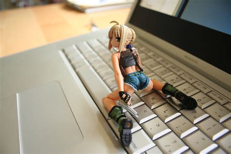 Sexy Revoltech Action Figure With Macbook