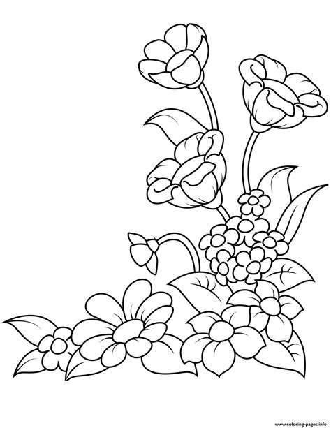 spring flowers coloring page printable