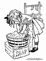 Washing Clothes Coloring Girl Dolly Socks Tub Soap Scrubbing Apron Clean Description Little sketch template