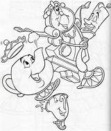 Coloring Pages Cogsworth Lumiere Disney Potts Mrs Beast Beauty Colouring Printables Belle Adult Book Drawing Choose Board sketch template