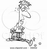 Golfer Exhausted Male Outline Cartoon Toonaday Royalty Illustration Rf Clip Golf sketch template