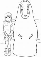 Ghibli Coloring Studio Chihiro Away Spirited Face Drawing Anime Incantata La Citta Colorare Da Disegni Haku Printable Ponyo sketch template