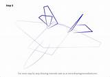 Step Raptor Draw Drawing Lockheed Martin Fighter Jets F22 Jet sketch template