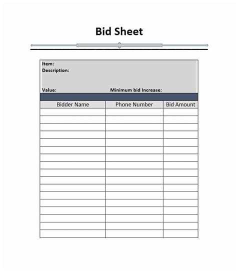sample bid sheet template raisa template