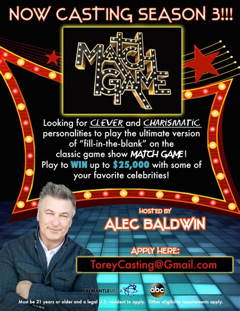 audition  match game hosted  alec baldwin  north east  auditions