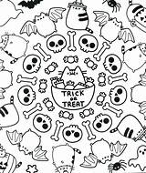 Pusheen Coloring Cat Pages Halloween Choose Board Chat sketch template