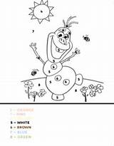 Frozen Number Color Olaf sketch template