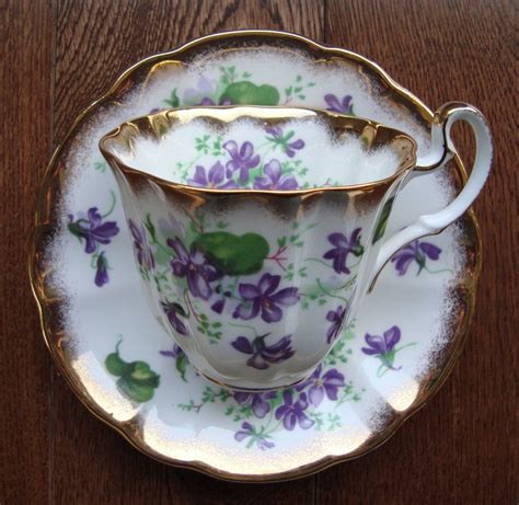 royal adderley fine bone china england vintage tea cup  saucer purple violet flowers