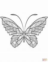 Butterfly Coloring Pages Zentangle Abstract Drawing Printable Kids Easy Entitlementtrap Book sketch template