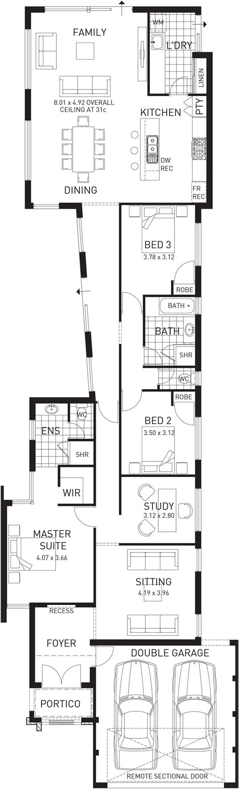 claremont single storey narrow floor plan wa narrow house plans narrow lot house plans