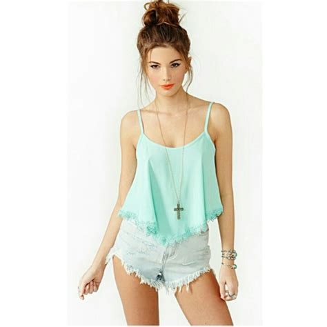 Tank Top Mint Tank Denim Shorts Jewels Wheretoget