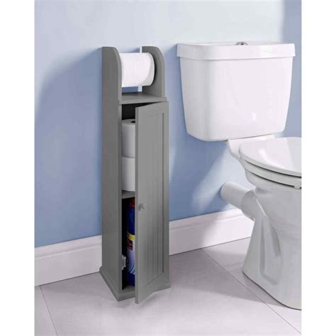 grey wood  standing toilet paper roll holder bathroom storage cabinet dylex