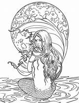 Mermaid Siren Tale Mermaids Getdrawings Adultcoloringbooks Colouring Meerjungfrauen Turtle Digi Stamp sketch template