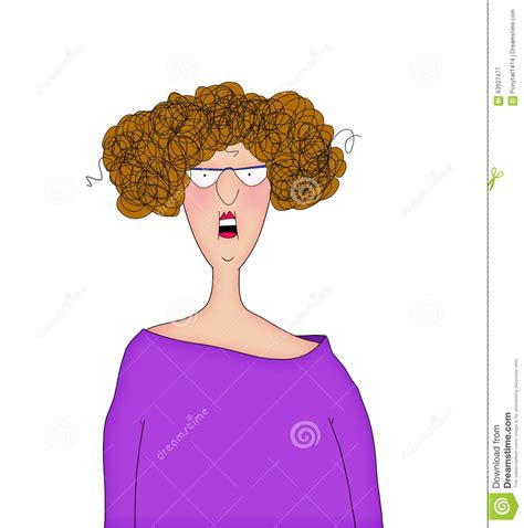 Funny Cartoon Lady With A Startled Expression Stock
