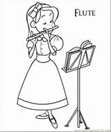Flute Coloring Pages Music Colouring Drawing Clipart Printable Instruments Instrument Mandolin Color Musical Print Top Playing Flutes Girl Cartoon Singer sketch template