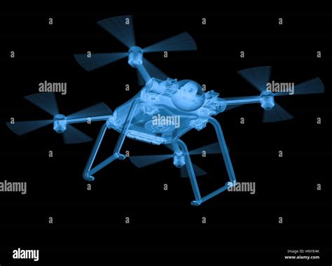 rendering  ray drone isolated  black stock photo alamy