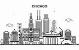Chicago Skyline Outline Vector Line City Cityscape Tour Illustration Premium Illustrations Clip Save Stock sketch template
