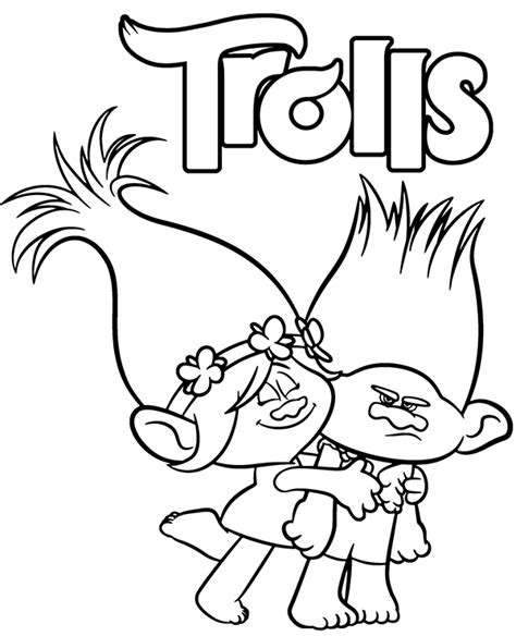 branch  trolls poppy coloring page