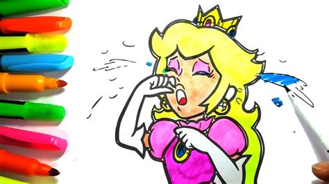 Coloring Nintendo Super Mario Princess Peach Crying