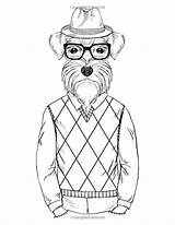 Schnauzer Hipster Adults Getdrawings sketch template