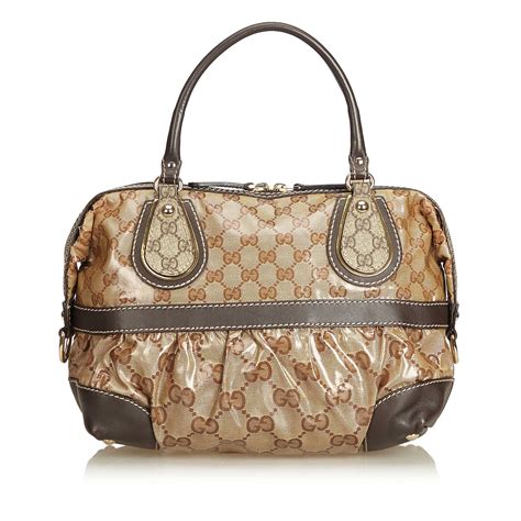 Gucci Brown Coated Canvas Guccissima Medium Crystal Mix