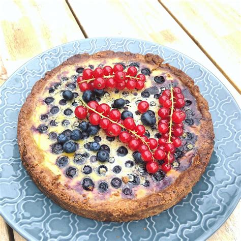 suikervrije lactosevrije cheesecake met blauwe bessen suikerengistvrij