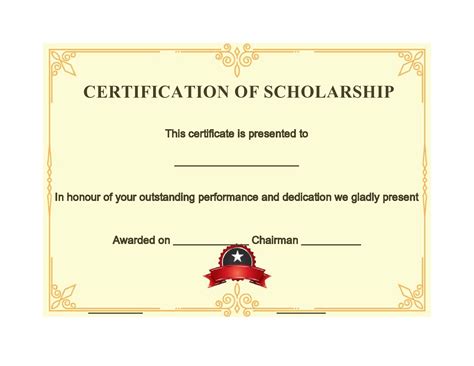 scholarship award certificate template