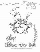 Coloring Sea Pages Under Color Kid Ocean Girl Kids Swimming Preschool Para Printable Waves Swim Diving Coloring4free Colouring Clipart Crafts sketch template