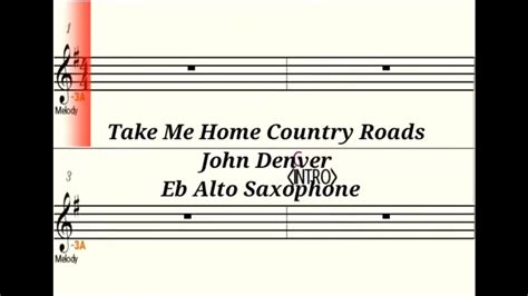 Take Me Home Country Roads Eb Alto Saxophone Play Along Sheet