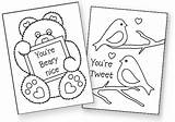 Cards Valentine Printable Coloring Kids Exchange Valentines Color Bear Pages Teddy Cute Squishycutedesigns Homemade Fold Squishy Crafts Bird Animal Printablee sketch template