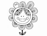 Patchwork Flower Coloring Coloringcrew sketch template