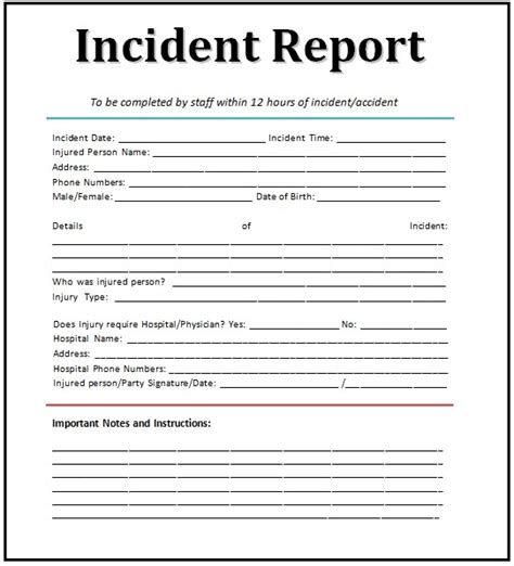 project management incident report template