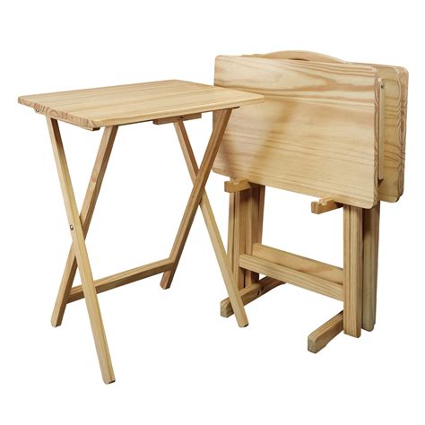 piece tv tray table set  natural  trays  stand walmartcom