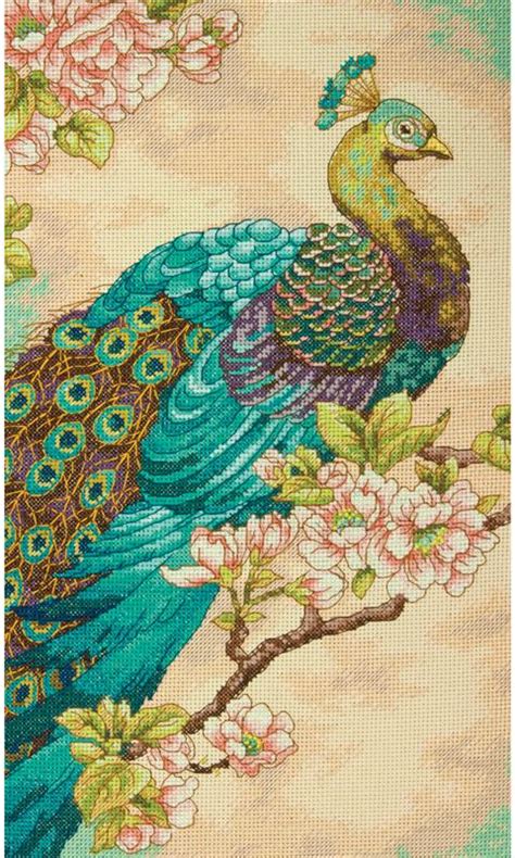 indian peacock cross stitch kit