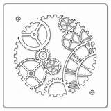 Steampunk Gears Drawing Clockwork Clock Stencil Stencils Gear Cogs Uhrwerk Face Cog Barbara Gray Clipart Coloring Crafts Paper Wheel Stuff sketch template