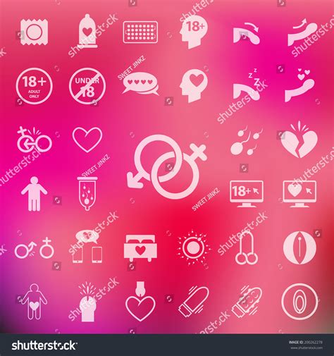 sex icon set on blur pink background stock vector illustration