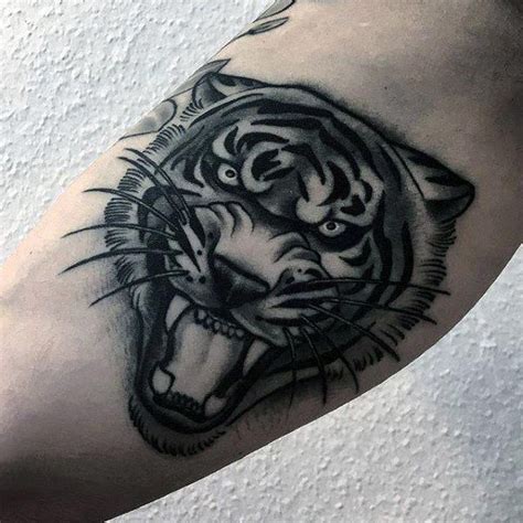 Coolest Roaring Tiger Head Mens Small Inner Arm Bicep