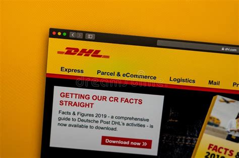 dhl company website homepage close   dhl logo editorial photo image  corporate