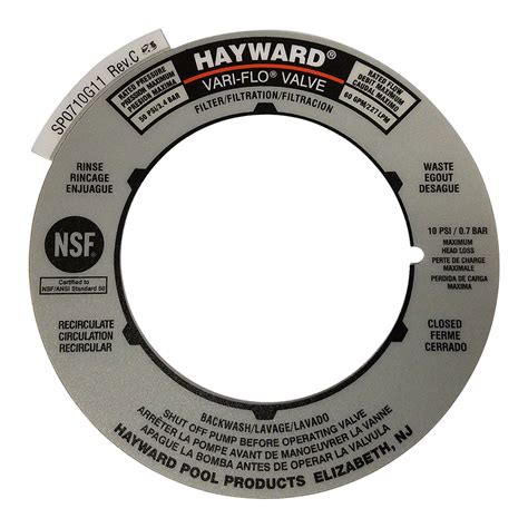 spxg sp vari flo valve position label plate    hayward