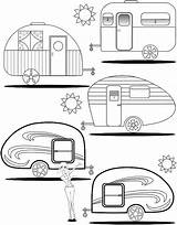 Coloring Pages Vintage Trailers Camper Teardrop Camping Trailer Travel Template Adult Etsy Colouring Retro Roulotte Happy Rv Wohnwagen Campers Caravane sketch template