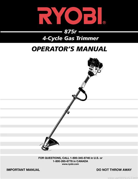 Ryobi 4 Cycle Trimmer Owners Manual
