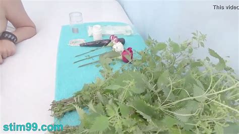 extreme beauty inserting nettles into cervix and rod
