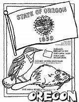 Oregon Coloring State Pages Crayola Flag States Color Beaver Letters Alabama sketch template
