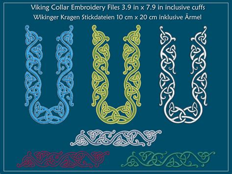 viking collar embroidery files set    inclusive etsy viking embroidery