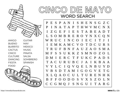 printable cinco de mayo word searches